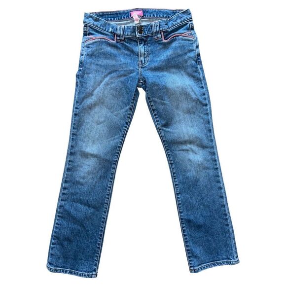 Abercrombie and Fitch Low Rise Y2K Pink Trim Boot Cut Jeans Size 4 - Picture 1 of 9